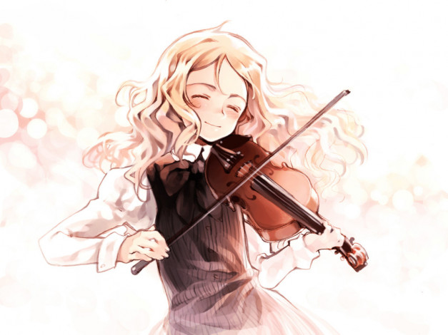 Обои картинки фото аниме, quartett, oyari ashito, музыка, скрипка, девушка