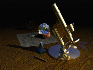 Картинка 3д графика другое алмаз микроскоп стол