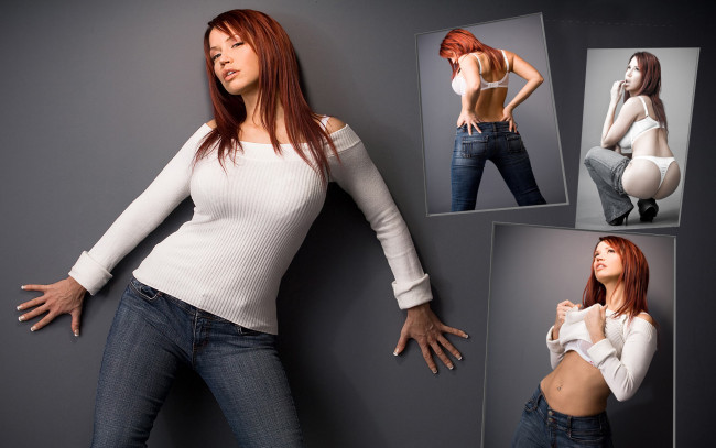 Обои картинки фото Bianca Beauchamp, девушки, попка, джинсы, красотка