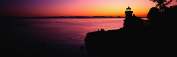 Картинка nature природа маяки маяк берег океан ночь силуэты