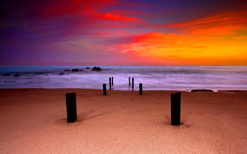 Картинка beautiful horizon природа побережье океан пляж песок тучи заря горизонт