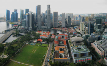обоя singapore, города, сингапур, небоскрёбы, здания, панорама