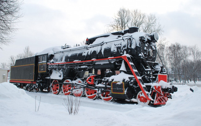Обои картинки фото техника, паровозы, паровоз, зима, снег
