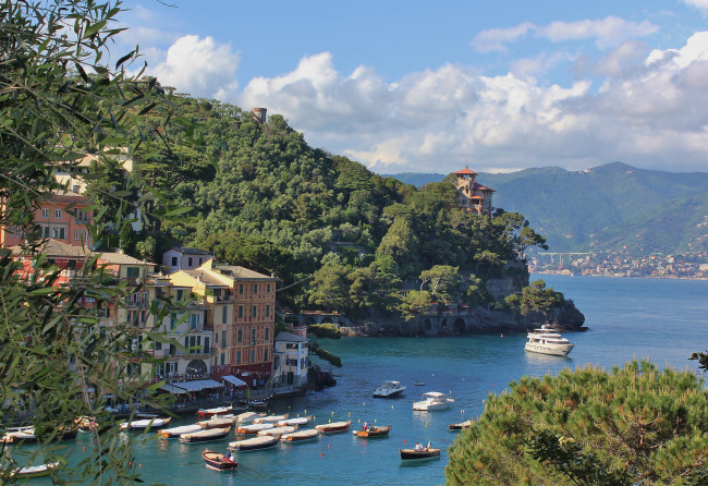 Обои картинки фото портофино, города, амальфийское, лигурийское, побережье, италия, море, дома, лодки, яхта