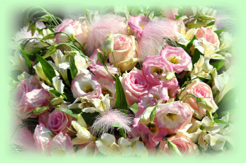 Картинка цветы разные+вместе розы эустома альстромерии