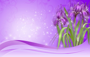 Картинка векторная+графика цветы+ flowers рисунок фиолетовый ирисы