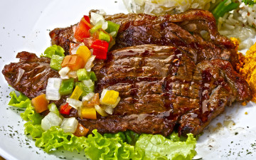 Картинка еда мясные+блюда овощи мясо vegetables салат листья meat перец
