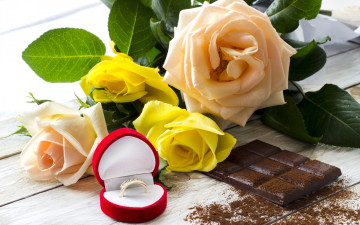 обоя разное, украшения,  аксессуары,  веера, ring, сладкое, chocolate, розы, кольцо, roses, шоколад