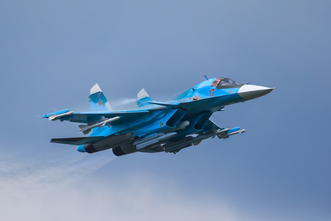 Обои картинки фото su-34 fullback, авиация, боевые самолёты, бомбардировщик, россия, ввс, сухой, су-34