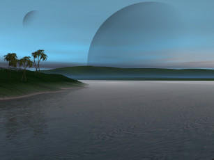Картинка 3д графика nature landscape природа пальмы планеты вода