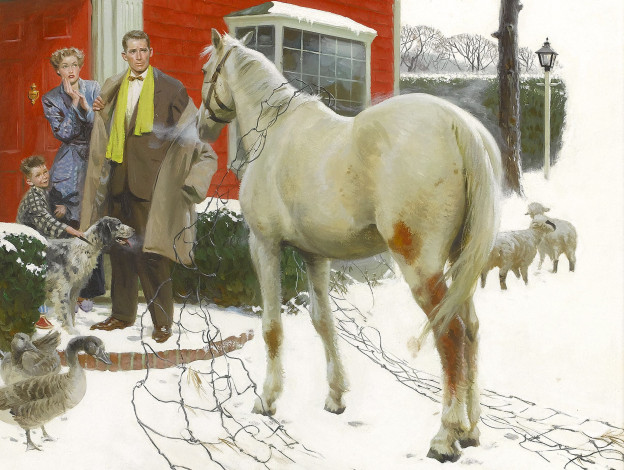 Обои картинки фото tom, lovell, рисованные, лошадь