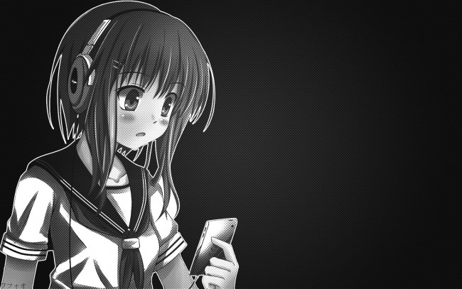Обои картинки фото аниме, headphones, instrumental, девушка