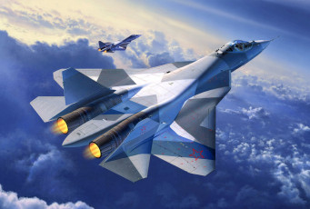 Картинка 50 авиация 3д рисованые graphic пятого поколения истребитель многоцелевой российский