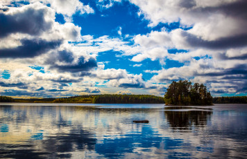 обоя kullaa, finland, природа, реки, озера, облака, остров, финляндия, озеро