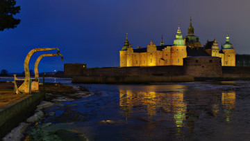 Картинка кальмарский+замок+швеция города -+дворцы +замки +крепости огни ночь замок река