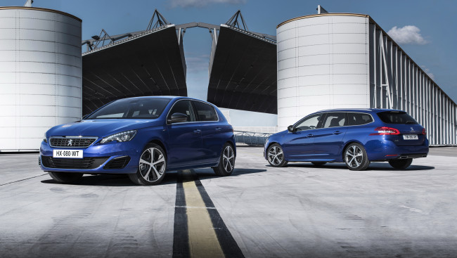 Обои картинки фото 2014 peugeot 308 gt, автомобили, peugeot, синий, два, металлик
