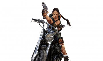 Картинка рисованное комиксы пистолет взгляд фон девушка мотоцикл