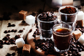 Картинка еда кофе +кофейные+зёрна кофейные зерна стакан сахар