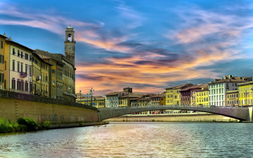 Картинка города пиза+ италия мост река