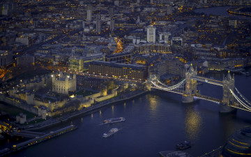 обоя shard,  london, города, лондон , великобритания, мост, река