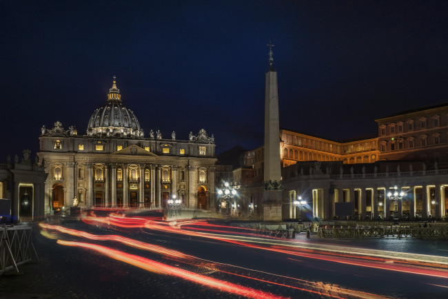 Обои картинки фото rome, города, рим,  ватикан , италия, огни, ночь