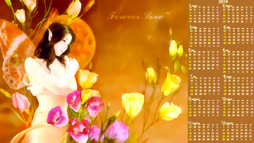 Картинка календари аниме цветы крылья девушка