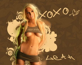 Картинка девушки xoxo+leah блондинка топ юбка графика