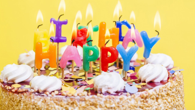 Обои картинки фото праздничные, день рождения, торт, свечи, надпись