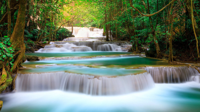 Обои картинки фото huai mae khamin waterfall, thailand, природа, водопады, huai, mae, khamin, waterfall