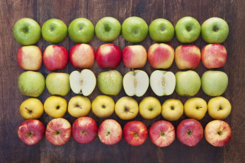 Картинка еда яблоки ассорти урожай