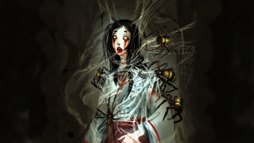 Картинка видео+игры akaneiro +demon+hunters девушка кровь паутина пауки