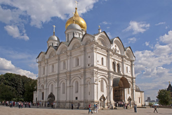 обоя архангельский, собор, города, православные, церкви, монастыри, облака, небо, деревья