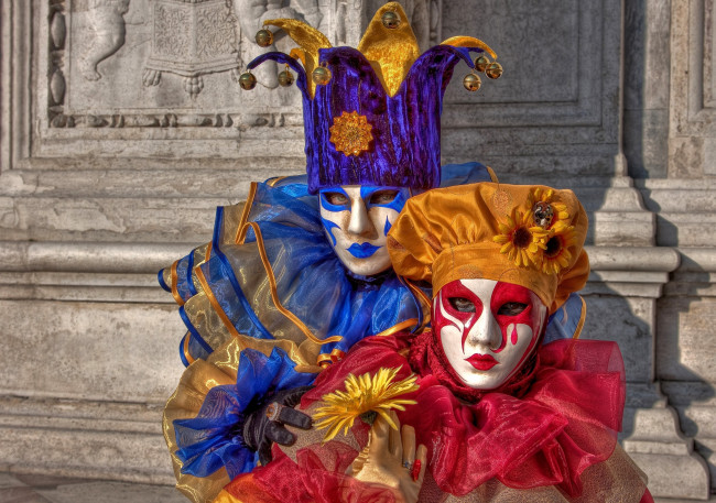 Обои картинки фото разное, маски, карнавальные, костюмы, пара, карнавал, венеция