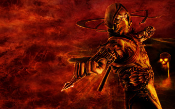 Картинка mortal kombat видео игры scorpion огонь