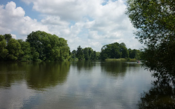 Картинка природа реки озера пруд деревья лето идиллия