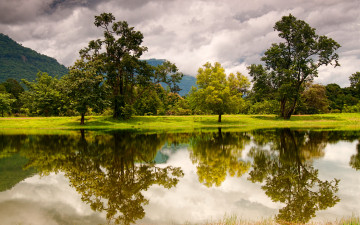 Картинка природа реки озера река деревья отражение