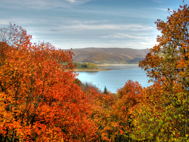 Обои картинки фото македония, природа, реки, озера, осень, река, деревья
