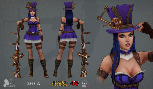 Обои картинки фото видео игры, league of legends, шляпа, оружие, фон, взгляд, девушки