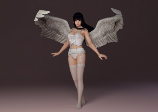 Картинка 3д+графика ангел+ angel крылья ангел фон взгляд девушка