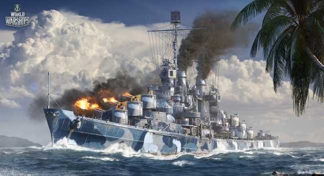 Обои картинки фото world of warships, видео игры, корабль, море, волны