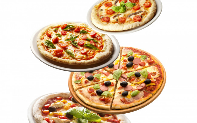 Обои картинки фото еда, пицца, tomato, pizza, cheese, sausage, грибы, оливки, сыр, колбаса, fast, food, помидоры