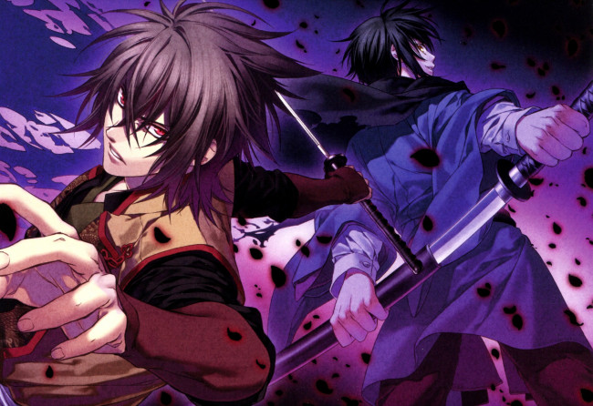 Обои картинки фото аниме, hakuoki, мечи, парни, hakuouki