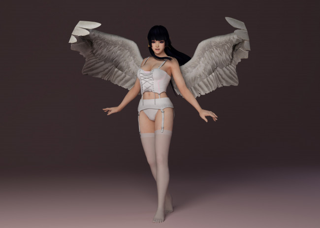 Обои картинки фото 3д графика, ангел , angel, крылья, ангел, фон, взгляд, девушка