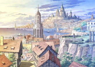 Картинка рисованное города k kanehira