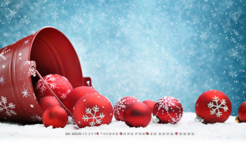обоя календари, праздники,  салюты, ведро, игрушка, шар, снежинка