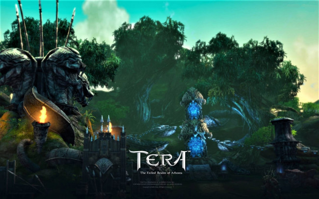 Обои картинки фото видео игры, tera,  the exiled realm of arborea, деревья, архитектура