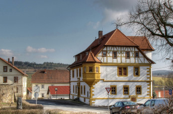 Картинка германия тюрингия грабфельд города здания дома улица деревья
