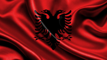 обоя разное, флаги, гербы, albania, flag, satin