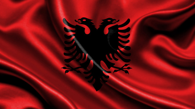 Обои картинки фото разное, флаги, гербы, albania, flag, satin