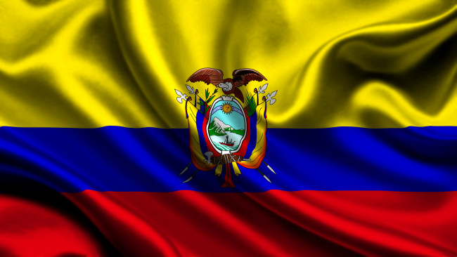 Обои картинки фото разное, флаги, гербы, satin, ecuador, герб, флаг, flag